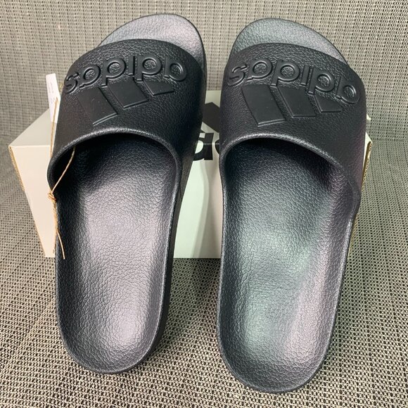 Adidas Adilette Aqua Mens Size 9 Women’s Size 10 Black Slip-On Sandals - Picture 2 of 5